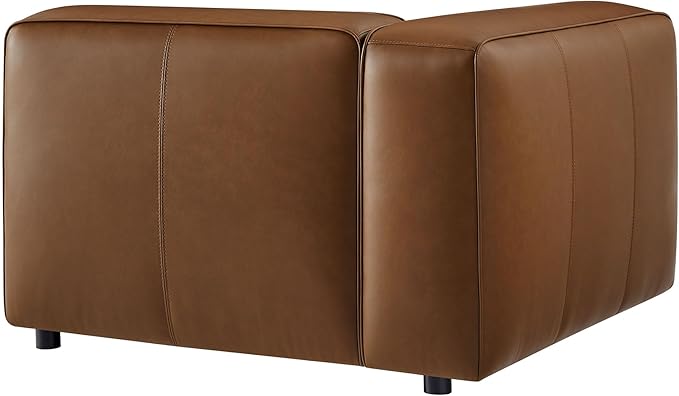 Modway Auren Vegan Leather Left Modular Armchair in Coffee