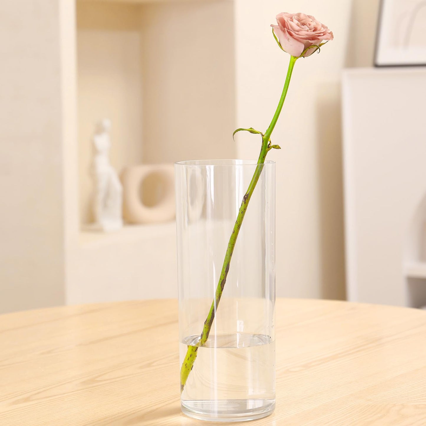 RosPynn Flower Vase Acrylic Cylinder,7.86" Tall Clear Vase for Centerpieces,Wedding Decorative,Home Décor, Non Breakable Plastic, 3.94" x 7.86" Tall Round - Clear