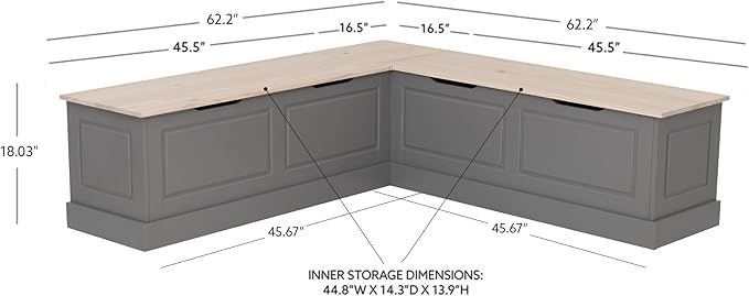 Linon Harris Grey and Maple Solid Pine Backless Nook