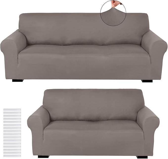 Peryiter 2 Pcs Sofa Covers Couch and Loveseat Covers Set Stretch Sofa Slipcover