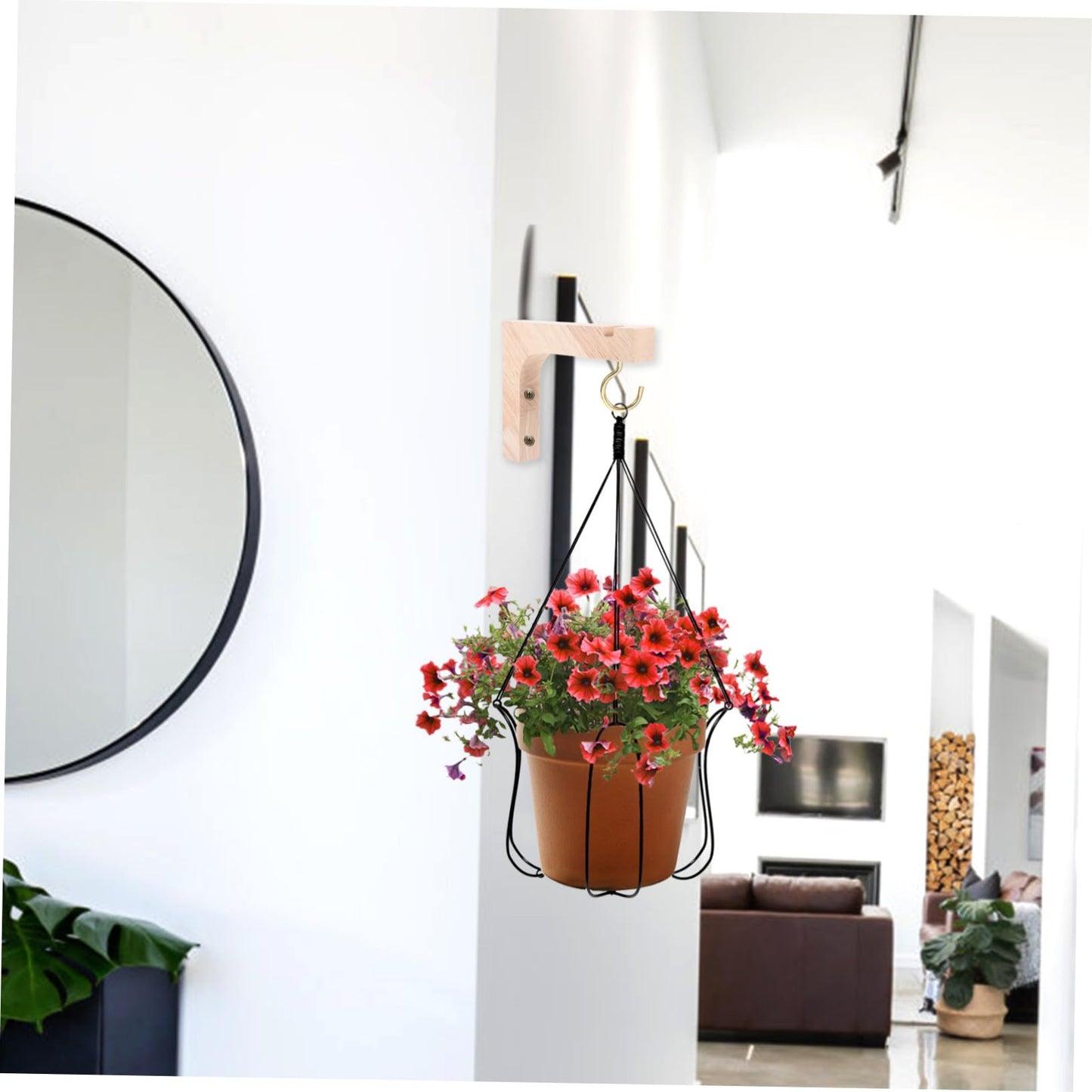 FOMIYES Wooden Hanging Hooks for Plants 2pcs Heavy-Duty Plant Hanger Brackets Wall-Mounted Indoor Outdoor Flowerpot Holders for Garden Porch