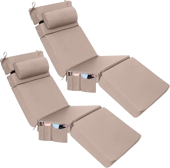 Wenqik 2 Pcs Outdoor Chaise Lounge Cushion