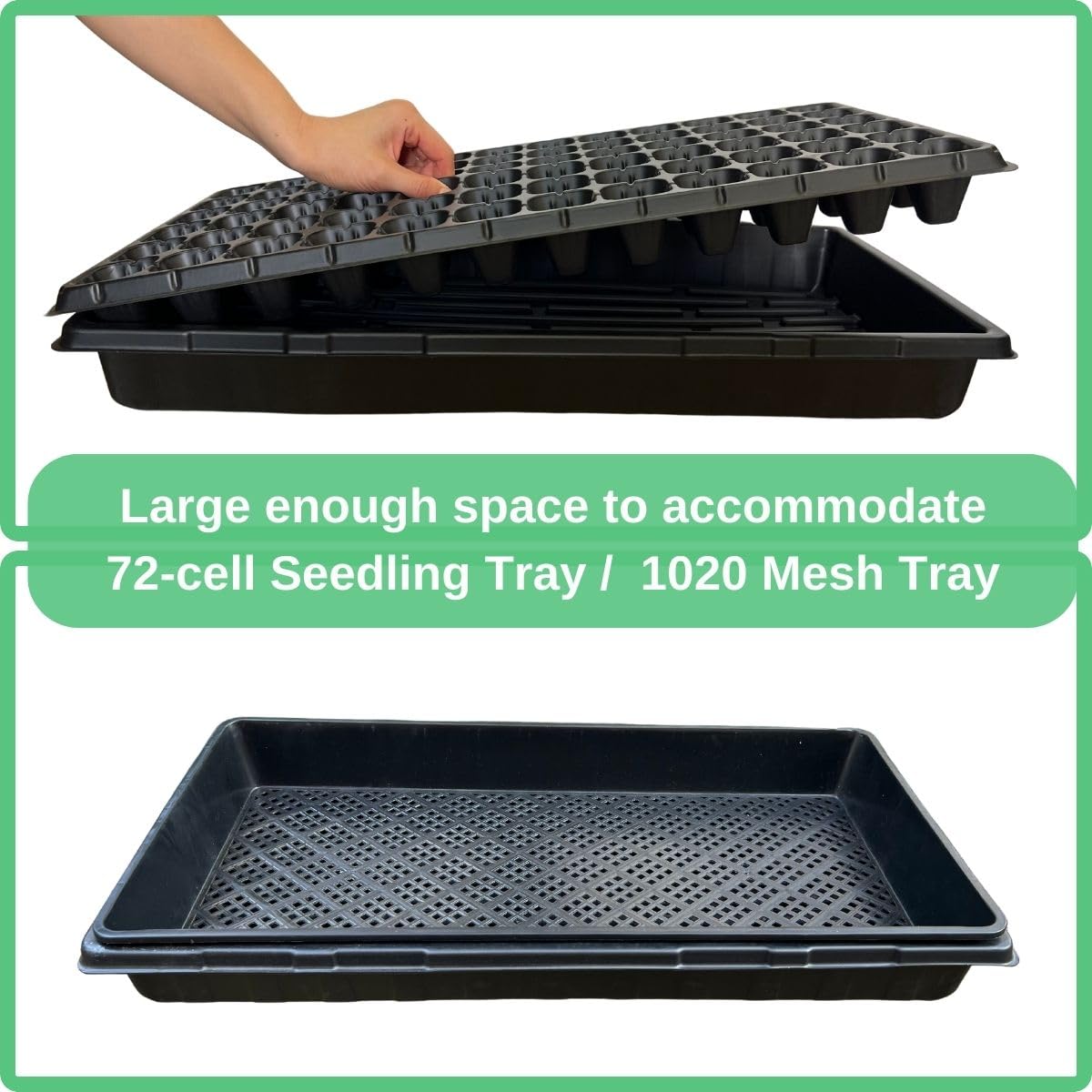 ILITING Standard 1020 Tray Sturdy Plant Growing Trays Plastic Seed Starter Tray for Microgreens Heavy Duty Seedling Trays No Drainage Holes 5 Pack