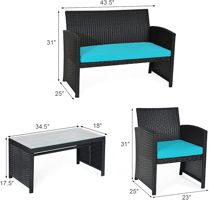 Tangkula 8 Pieces Patio Wicker Conversation Furniture Set, Patiojoy Sofa &