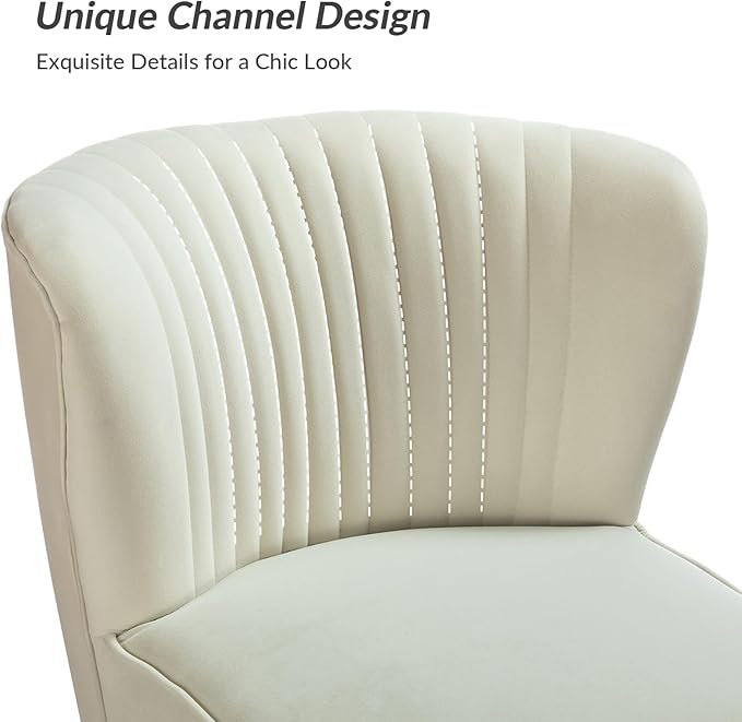 HULALA Home Velvet Accent Chair Set of 2, Modern Armless Upholstered Side Chair