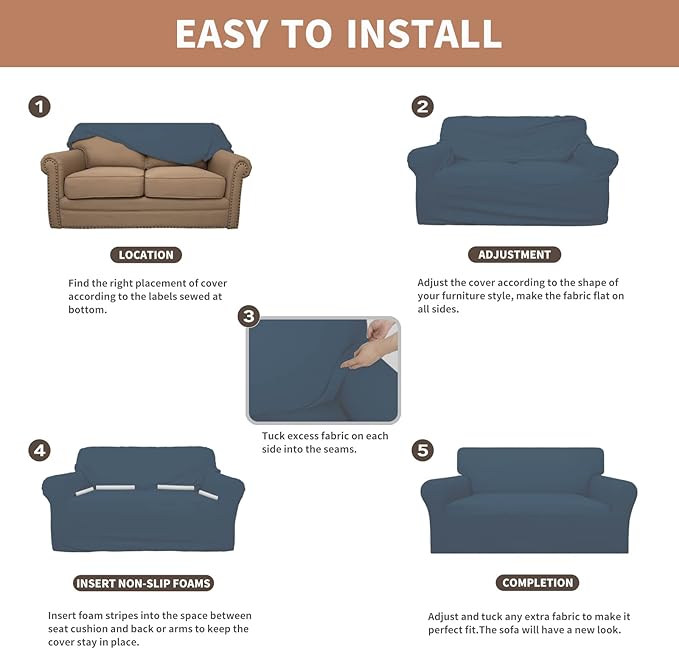 Easy-Going 100% Waterproof Couch Cover, Dual Waterproof Sofa Cover, Stretch