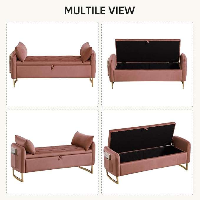 48" End of Bed Bench, Modern Storage Benches