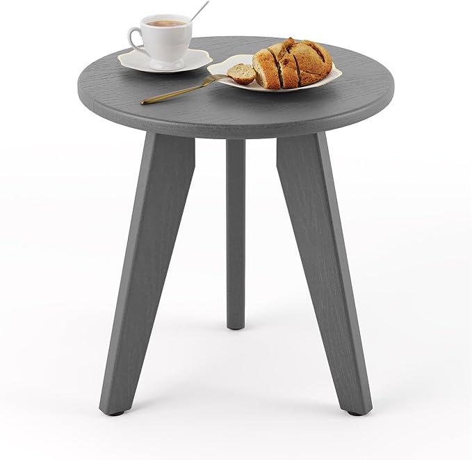 HDPS Outdoor Side Table, Small Round Side Table Weather-Resistant, Outdoor Side