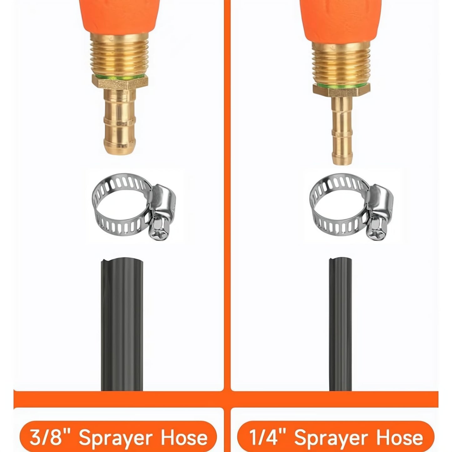 All Metal 44 Inches Replacement Sprayer Wand, 1/4" & 3/8" Brass Barb Sprayer Wand Replacement Built-in Shut Valve Stainless Steel Sprayer Wand. (All Metal Sprayer Wand)