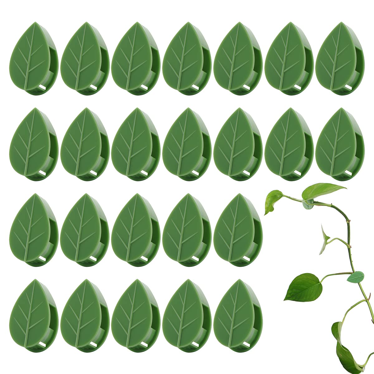 LUCKJUJU 40 Pcs Plant Climbing Wall Fixture Clips Self-Adhesive Hook Vines Traction Clips Invisible Holder Garden Green Leaf Simulation Self-Adhesive Hook Wire Fixing Supporting