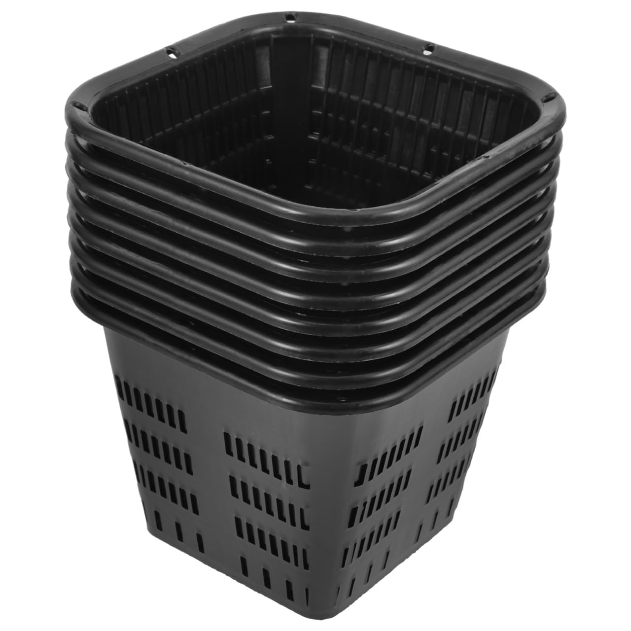 Toddmomy 8Pcs 5.5" Square Net Pots, Heavy Duty Slotted Hydroponic Baskets, Reusable Plastic Plant Nursery Cups for Orchids Aquaponics Pond Plants