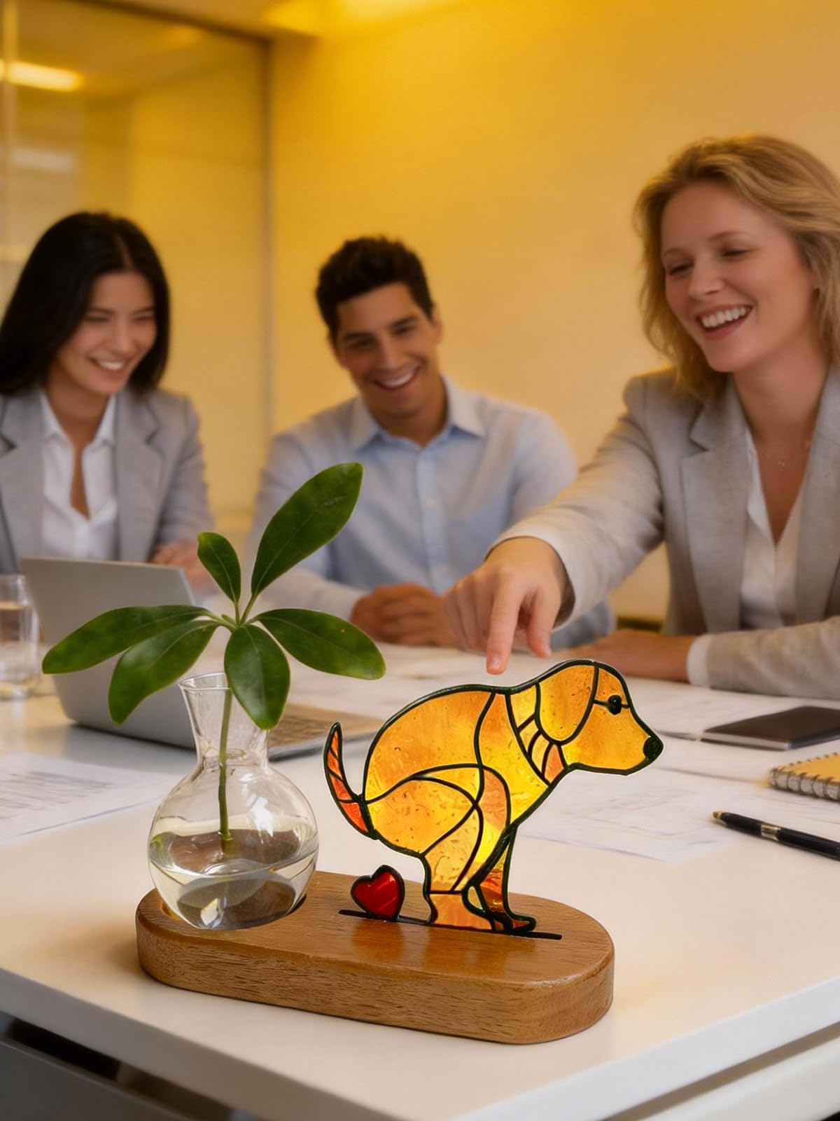 AfanDank Handmade Dog Propagation Stations： Funny Hydroponic Vase with Wooden Stand for Indoor Plants, for Plant Lovers Women Mom, Office Desk & Home Decor