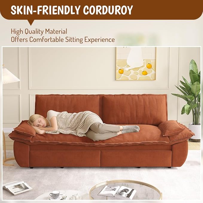 KEIKI 73.2" Pull Out Sleeper Sofa Bed Queen Size, 3-in-1 Convertible Couch