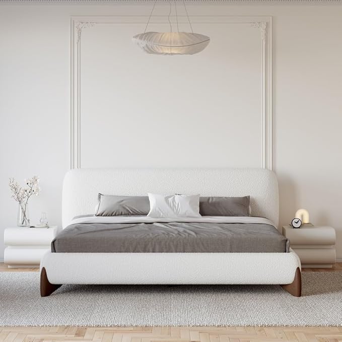 homary 3-Pieces Bedroom Sets King Size Upholstered Bed Frame