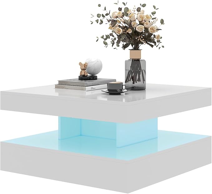 HedoAjim White LED Coffee Table
