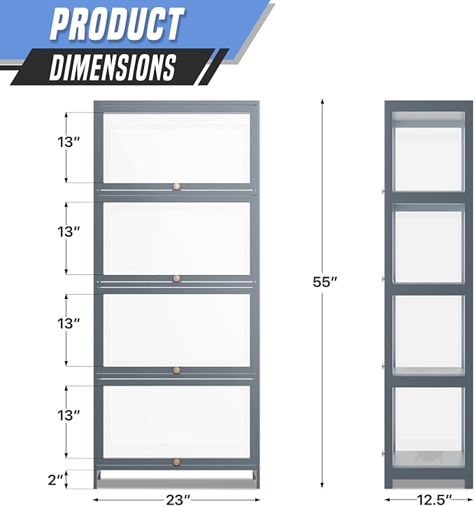 4-Tier Clear Display Cabinet