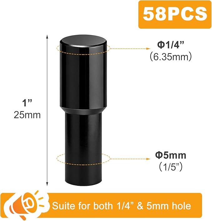 58 Pcs Shelf Pegs Pins, 5mm 1/4 Inch Dual Diameter Metal Shelf Support Pegs