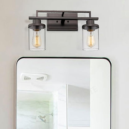 Emliviar 2-Light Vanity Lighting Fixtures - Farmhouse Bathroom Light Fixture in Oil Rubbed Bronze Finish with Clear Glass, YCE238B-2W ORB