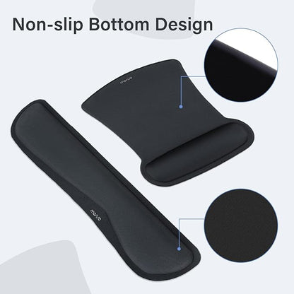 MOSISO Keyboard Mouse Pad Set, Large Gaming Mousepad&Keyboard Wrist Rest&Mouse Wrist Rest&Coaster, Ergonomic Non-Slip Mousepad&Easy Typing Cushion with Memory Foam for Home Office, Slate Gray