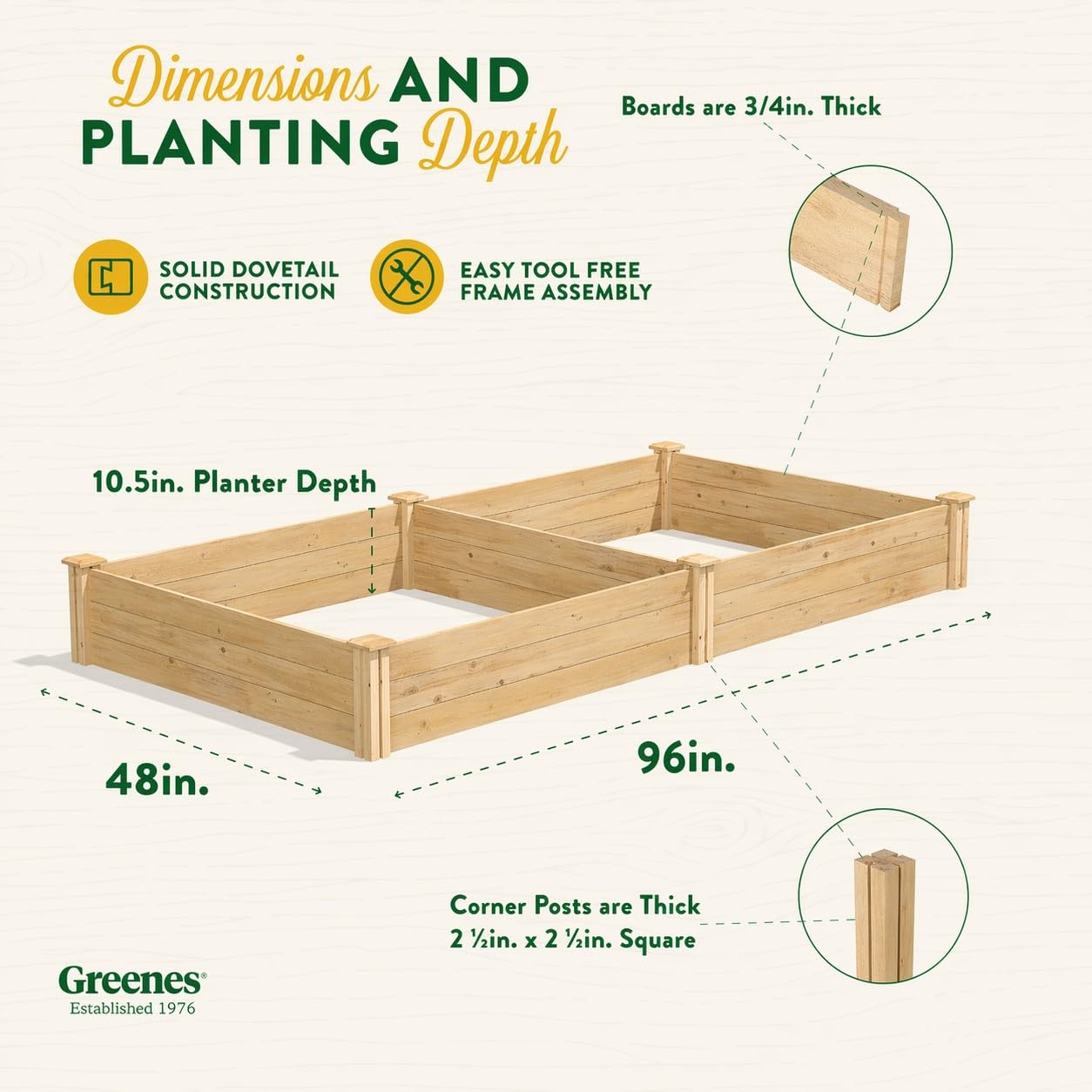 Greenes Fence Premium Cedar Raised Garden Bed, 4' x 8' x 10.5" (3/4" Thick) - Made in USA with North American Cedar