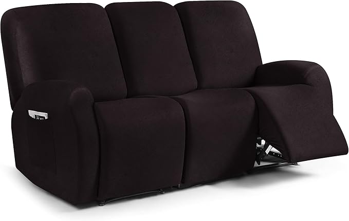 ANARACHON Leather Look Recliner Couch Cover, 8-Pieces Stretch Recliner Sofa