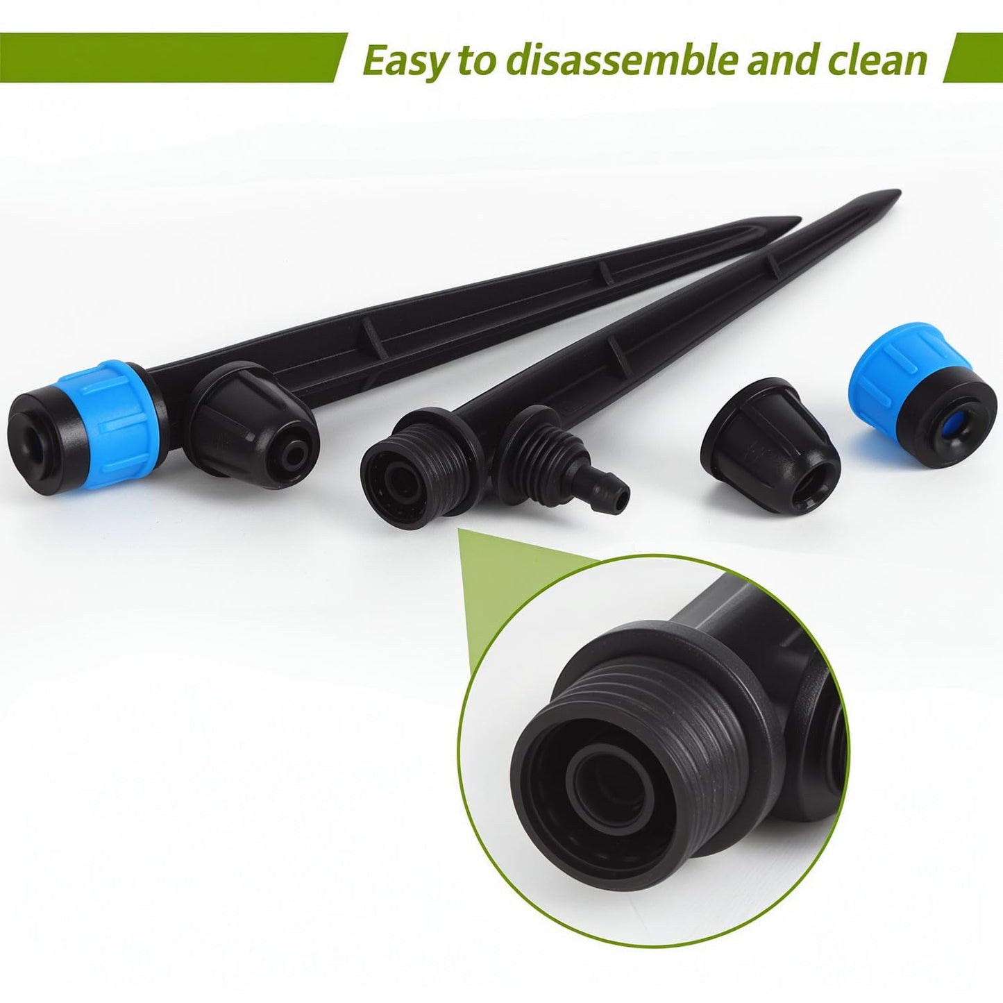 50pcs Drip Irrigation Emitters for 1/4" Drip Tubing Adjustable 360 Degree Fan Shape Water Flow Vortex Drippers for Drip Irrigation with Lock Barbed Irrigation Drip Nozzles for Flower Plants Garden