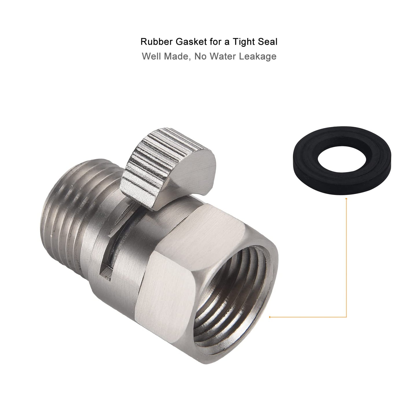 Brushed Nickel Water Flow Control Valve, G 1/2" Shower Head Flow Control Brass Shut Off Valve for Handheld, Water Pressure Regulator Replacement for Shower System