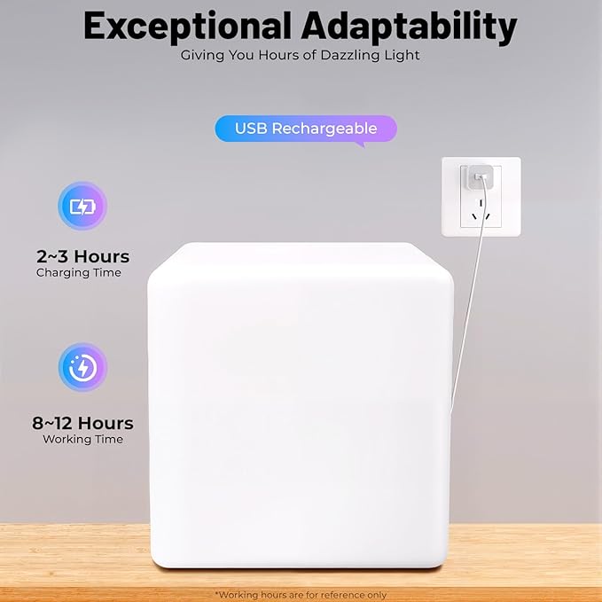Rechargeable LED Cube Chair, 16 Colors Remote Conctrol Glow Furniture Stool