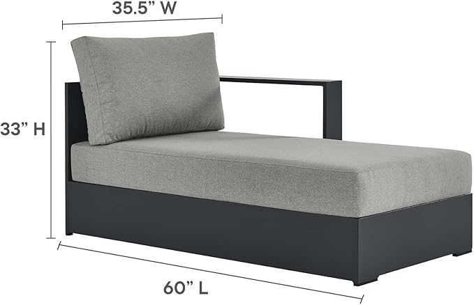 Modway Tahoe Powder-Coated Aluminum Outdoor Chaise Lounge Gray