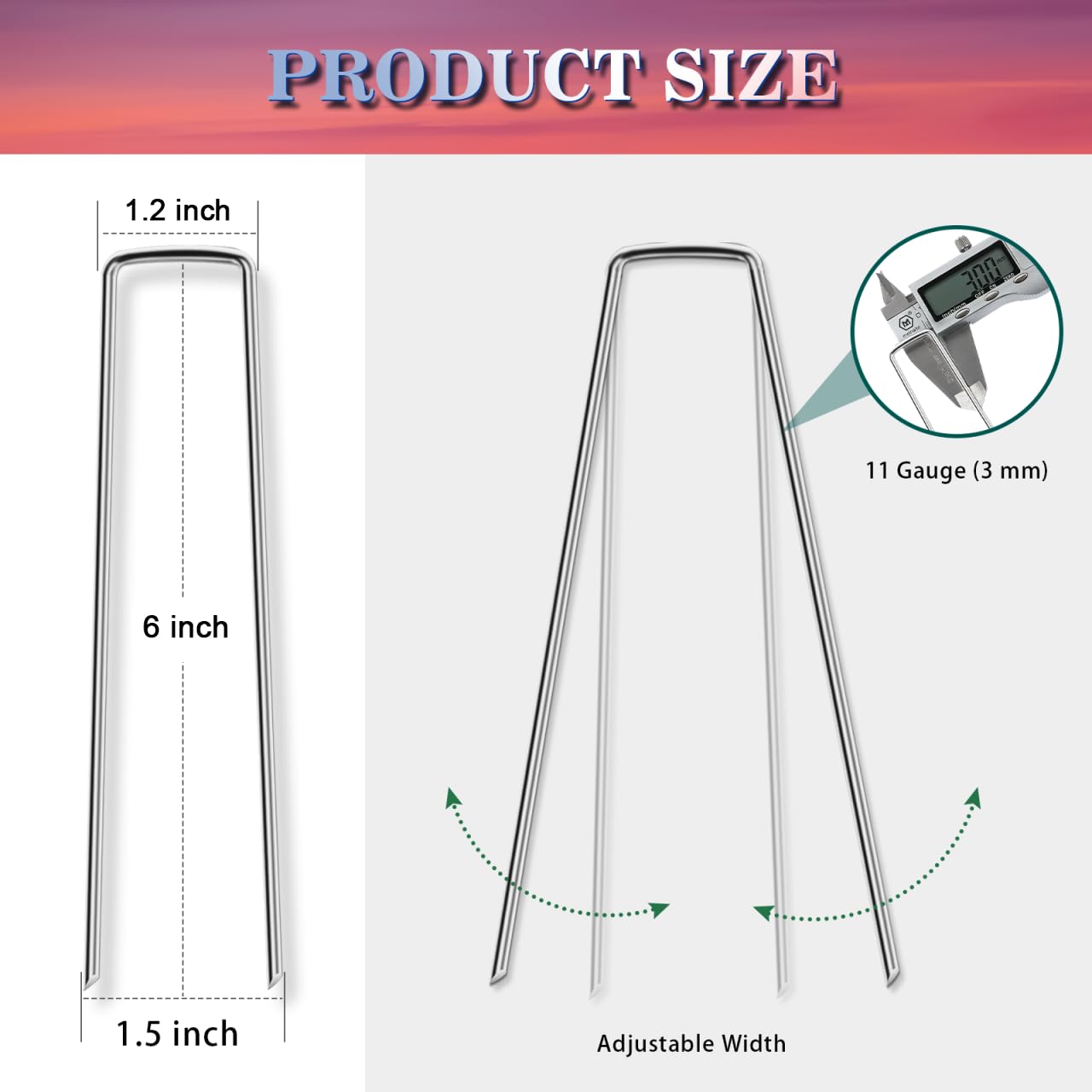 Gtongoko 120 Pack Galvanized Landscape Staples Plant Cover Stakes 6 Inch 11 Gauge Lawn Staples Fence Stakes Ground Stakes for Landscaping Securing Weed Barrier Fabric, Decoration