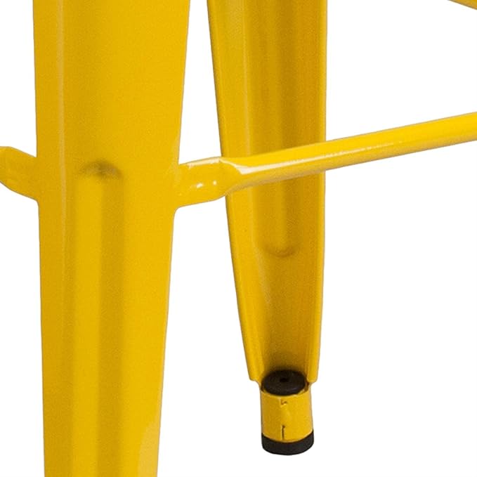 Flash Furniture Commercial Grade 30" High Backless Yellow Metal Indoor-Outdoor