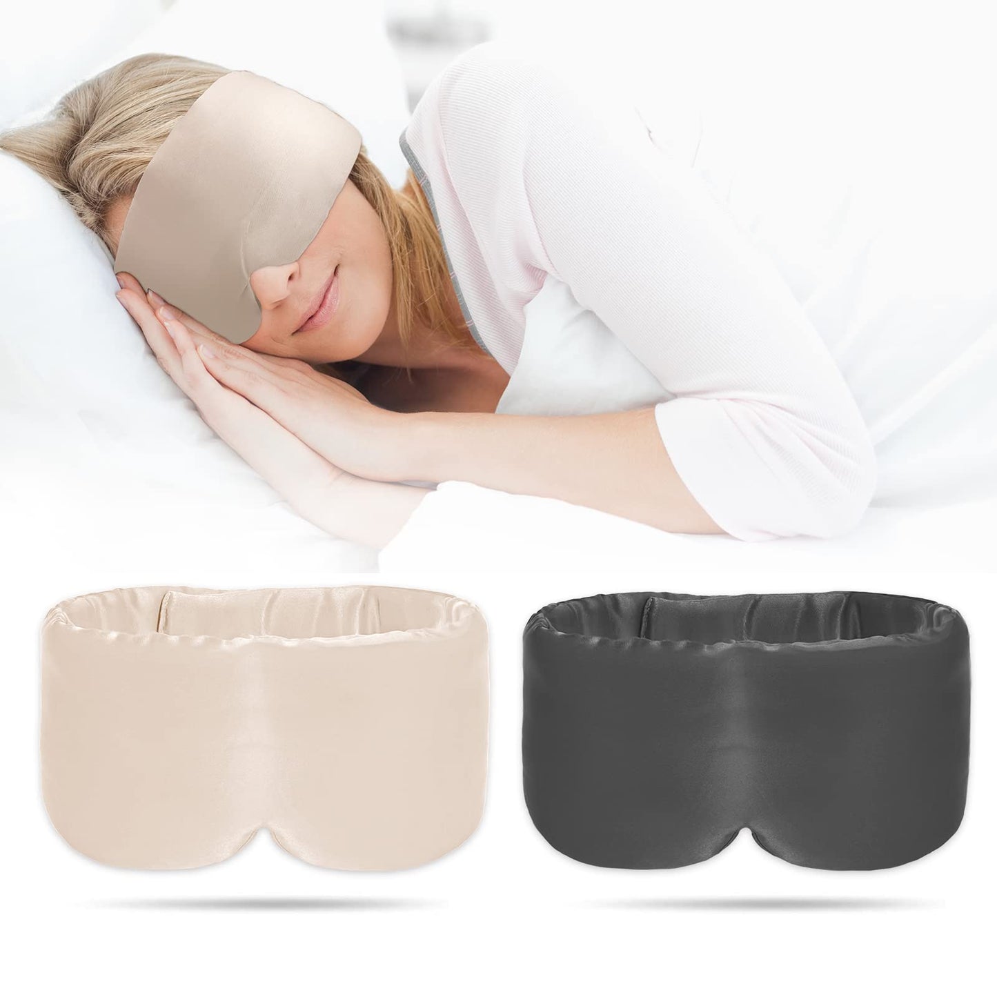 100% Handmade Bamboo Sleeping Eye Mask for Women for Men,Night Masks,Organic Sleep Mask,Blockout Eye Mask for Sleeping,Large Size Adjustable (Navy Blue)