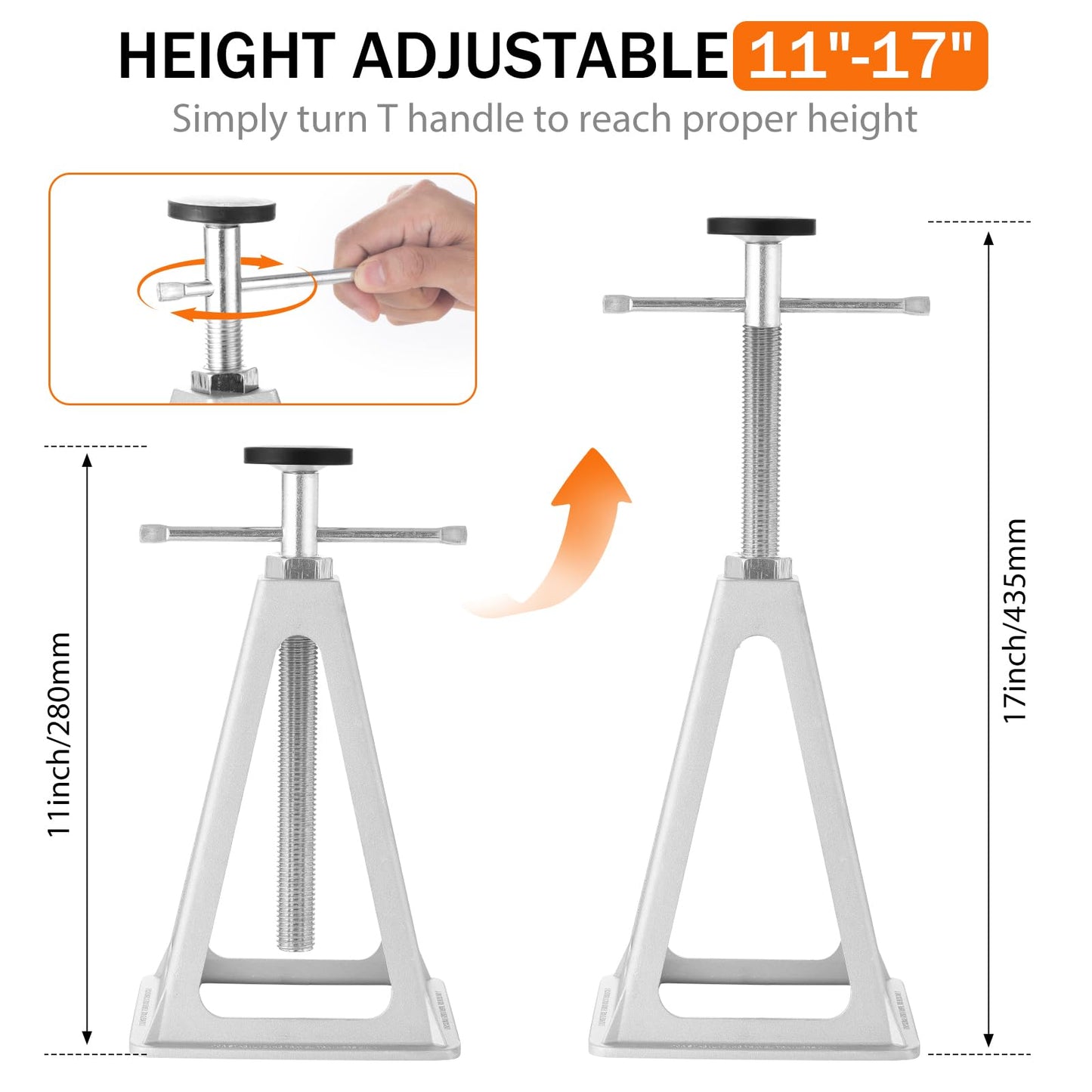 BOYISEN RV Stabilizer Jacks Set of 4，Aluminum Screw Jack Stands Adjustable from 11-17 Inch, Single Stabilizer Jacks for Travel Trailer Support up to 7500 Lbs