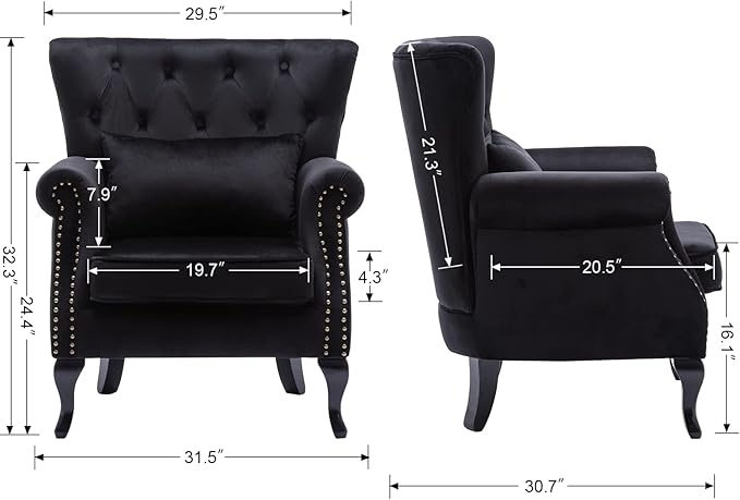 Mid Century Modern Accent Chair Upholstered Armchair Comfy Velvet Fabric Single