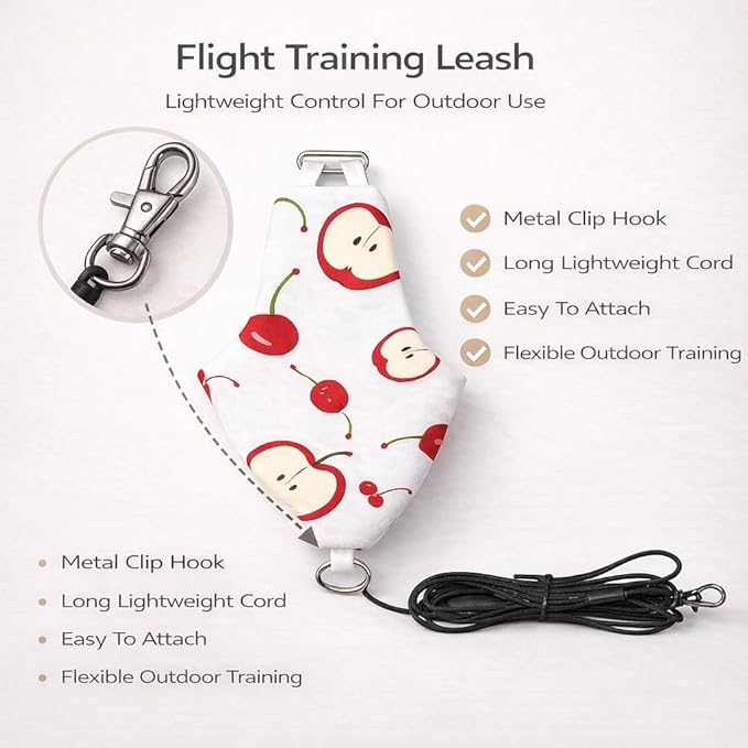 2PCS Bird Diaper Harness Kit with Disposable Pads and Flight Training Leash, Reusable Bird Diaper for Parrots Cockatiels Conures and Parakeets, Adjustable Bird Harness for Indoor Use(M)