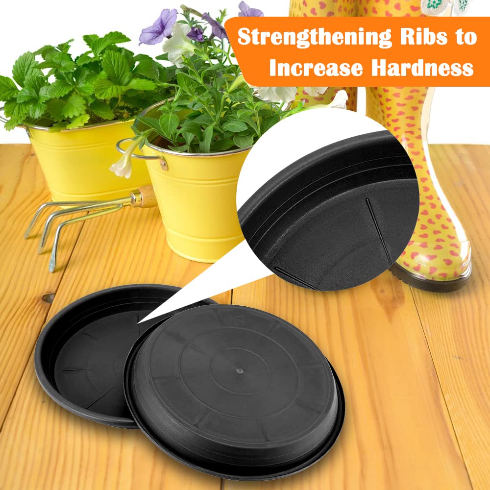 BamLue 12 Pack Upgrade Thickened Plant Saucer - 6 8 10 Inch Plant Trays Round Plastic Plant Drip Dishes for Indoor Outdoor Garden Plants- Collects Flower Pots Drainage and Excess Water for Planters
