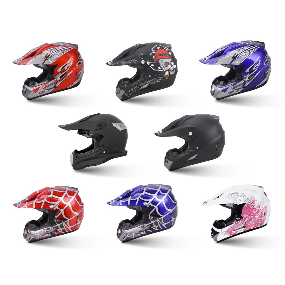 OUMURS Adult Dirt Bike Helmet with Goggles Gloves & Mask Adjustable Sun Visor DOT/FMVSS-218 Motorcycle Adults ATV Helmet Off-Road Motocross Downhill Moped MX BMX for Unisex-Adult-New Black, M