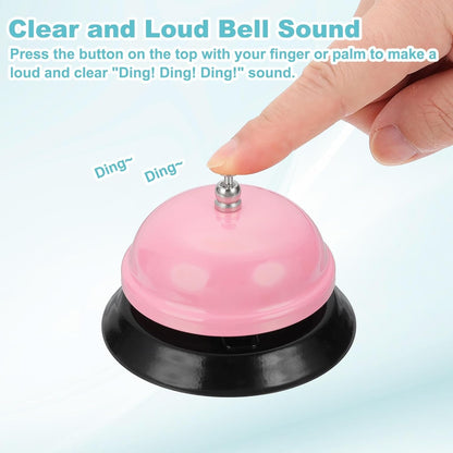 uxcell Desk Service Call Bell, 3.35 Inch Metal Dinner Service Bell Ring for Hotel Restaurant Reception Area and Wedding Party Events, Light Pink
