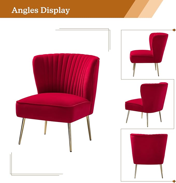 HULALA HOME Velvet Accent Chair, Modern Upholstered Cute Side Chair