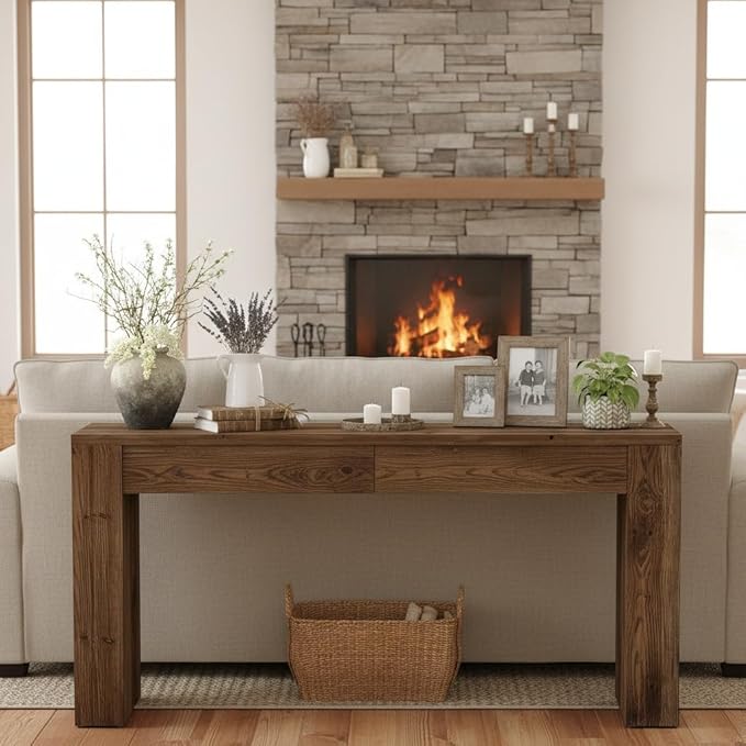 LITTLE TREE Solid Wood 63 Inches Console Table