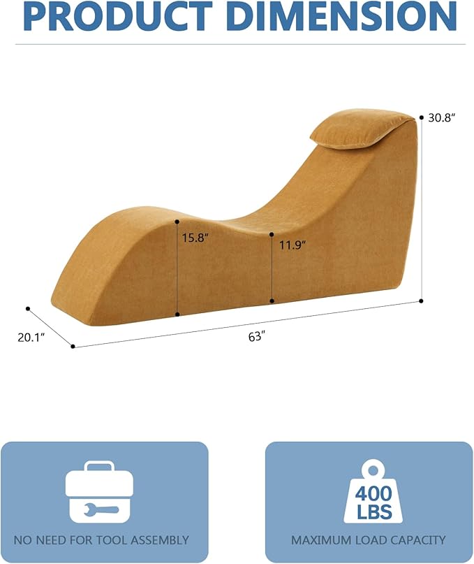 Yoga Chair Lounge for Adult, Yoga Lounge Chair，Ergonomic Chaise Lounge Chair