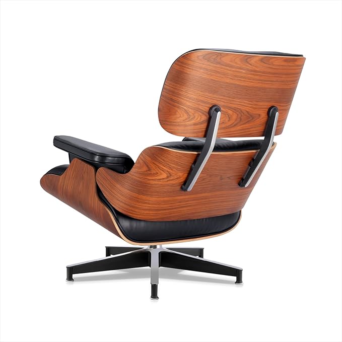 Black PU Leather, Mid Century Chaise Lounge Chair Indoor, Chair