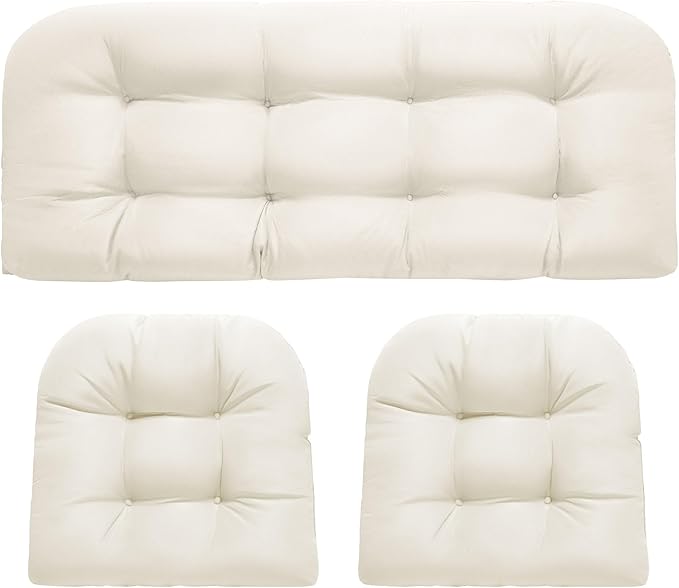 DANGHOOGY Wicker Chair Cushions, Waterproof Outdoor Loveseat Cushions