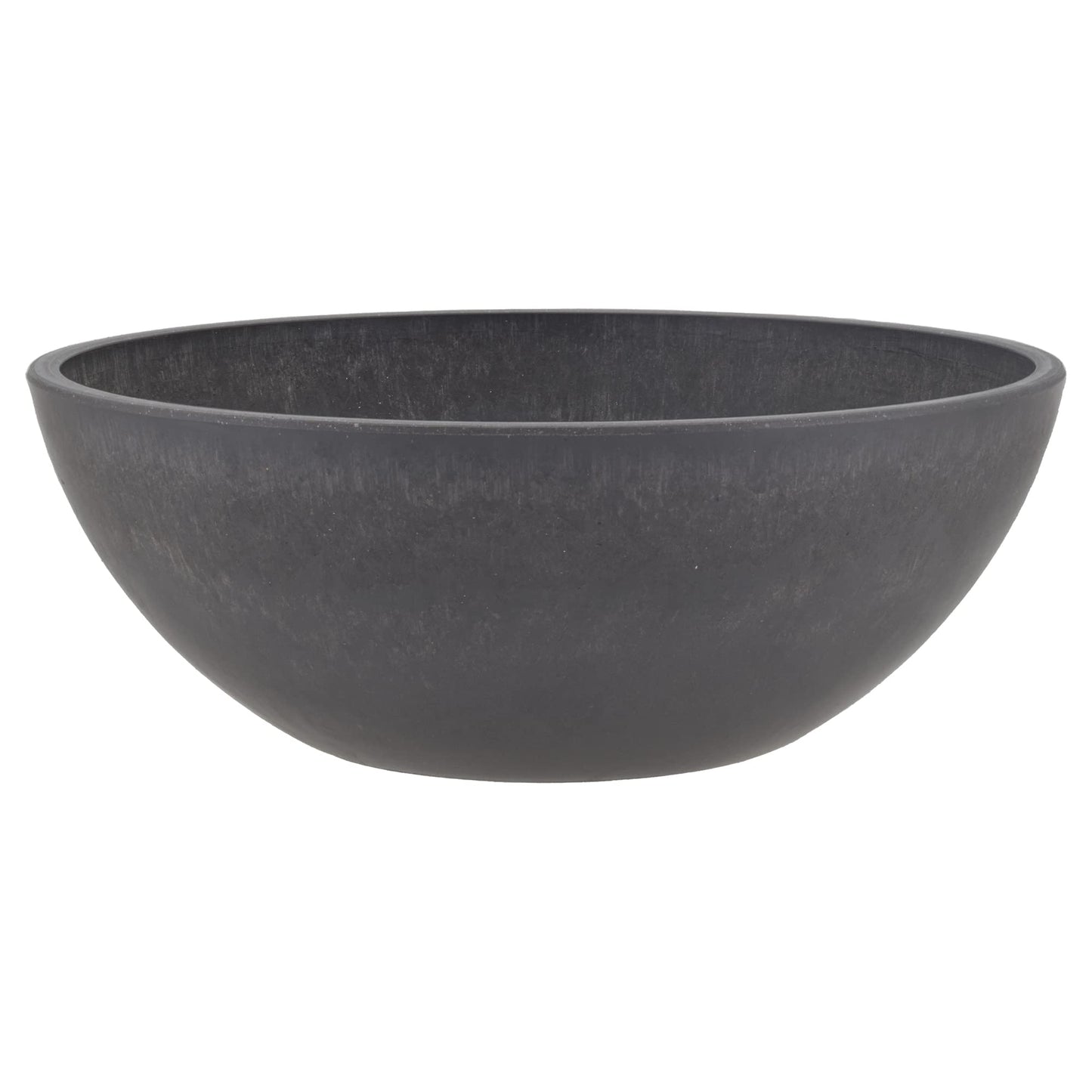 PSW Pot Collection M30DC 12-inch Plastic/Stone/Wood Composite Low Bowl Planter – No Drainage Hole (Drillable), Shallow Indoor/Outer Pot for Succulents, Bonsai, Fairy Gardens, Herbs, Dark Charcoal