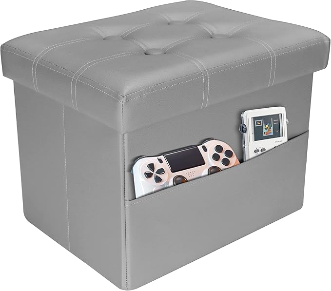 AmasSmile Storage Ottoman Folding Foot Rest Stool