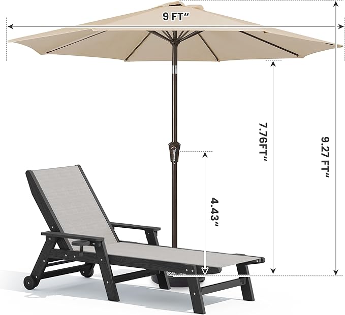 SERWALL Textilene Patio Chaise Lounge Chair Set of 2