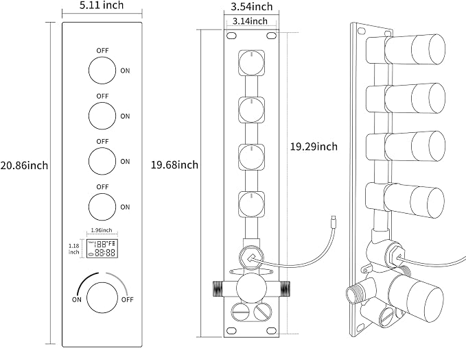 AYIVG Chrome Multi Functions Thermostatic Concealed Shower System 16 X 26 Inch And 8 inch Ceiling Dual Rainfall Shower Heads System Fixtures With Body Jets And Handheld Shower Faucet Set