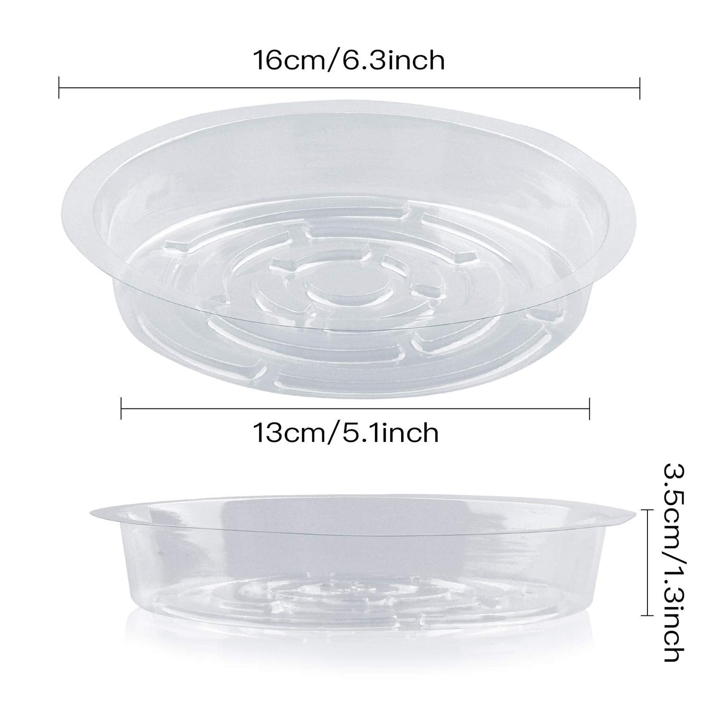 Rocutus Plant Saucer,20 Pack Plastic Plant Saucer Drip Trays Small Plant Plate Dish,Heavy Duty Clear Plastic Plant Saucers Flower Pot Tray Flower Pot Drip Pan for Indoor and Outdoor Plants (6 Inch)