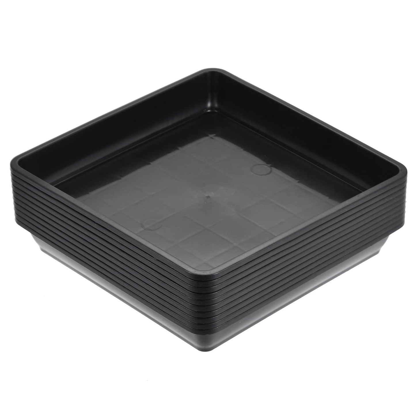MECCANIXITY Plant Pot Saucer 6 Inch Plastic Square Flower Drip Tray for Indoor Outdoor, Black Pack of 10