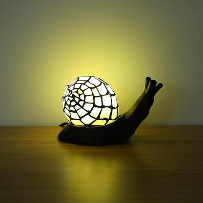 Tiffany Style Table Lamp for Bedroom Snail Stained Glass Bedside LED Night Light for Kids 3 Way Color Temperatures Party Light Hand-Made Art Home Deco Christmas Gifts Birthday Gifts